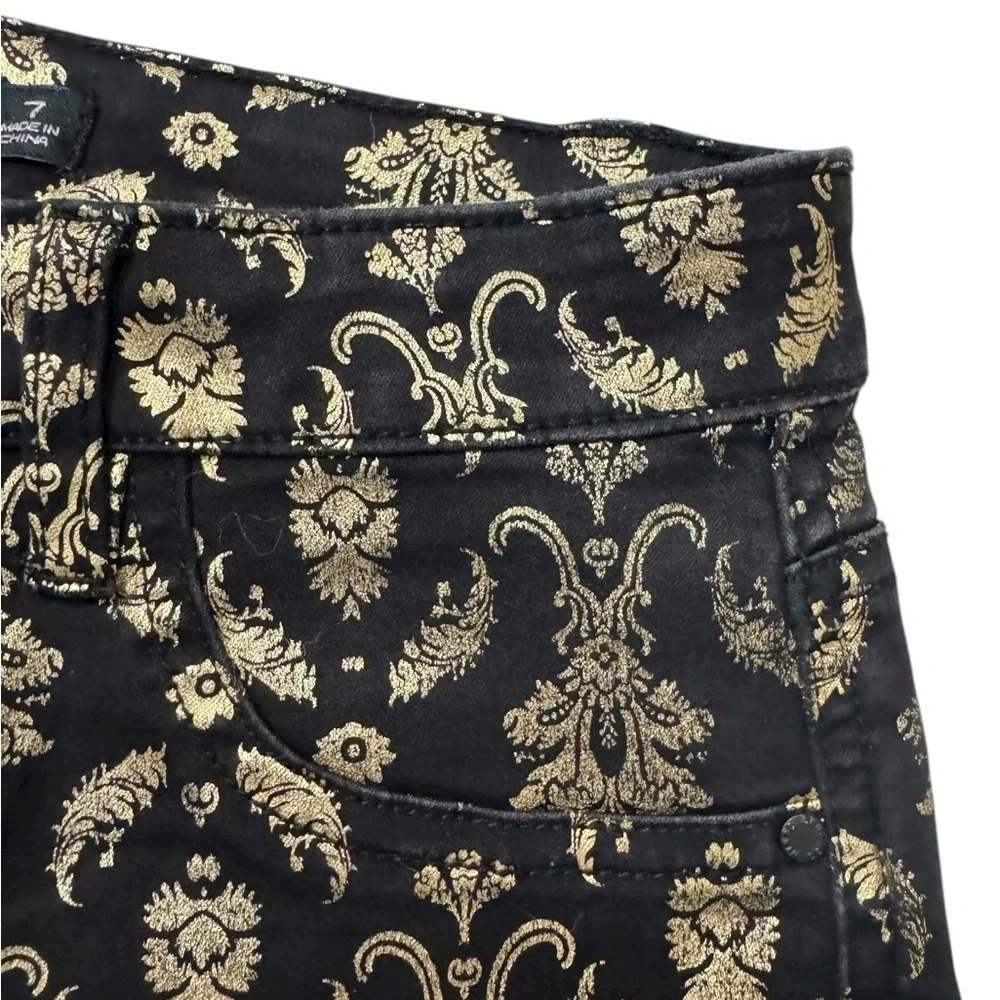 TINSELTOWN Brocade Skinny Jeans Gold Foil Size 7